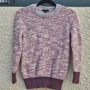J. Crew marled colorblock wool-blend crewneck sweater pink purple white XS